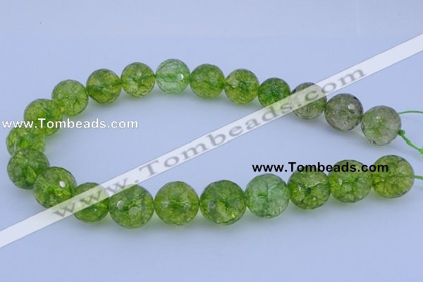 COQ17 16 inches 16mm faceted round dyed olive quartz beads wholesale