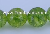 COQ19 16 inches 20mm faceted round dyed olive quartz beads wholesale