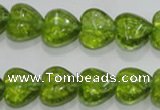 COQ31 15.5 inches 16*16mm heart dyed olive quartz beads wholesale