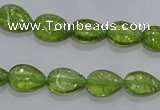 COQ40 15.5 inches 8*12mm flat teardrop dyed olive quartz beads