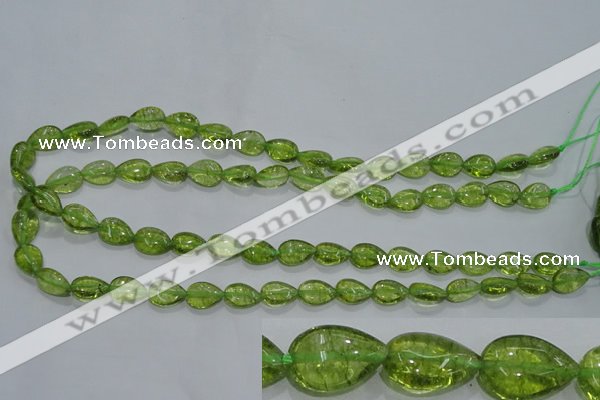 COQ40 15.5 inches 8*12mm flat teardrop dyed olive quartz beads