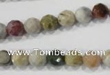 COS152 15.5 inches 8mm faceted round ocean stone beads wholesale