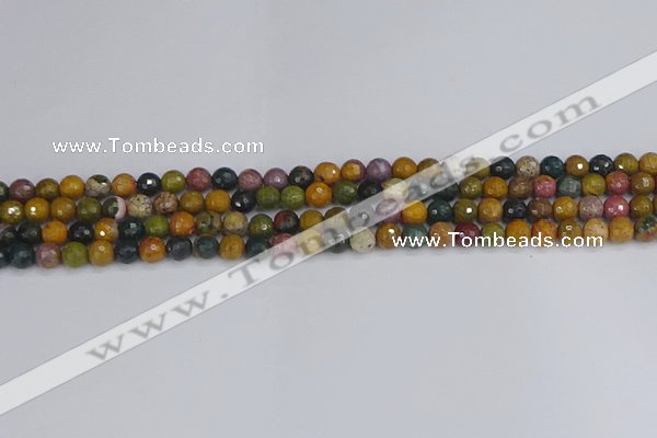 COS200 15.5 inches 4mm faceted round ocean jasper beads