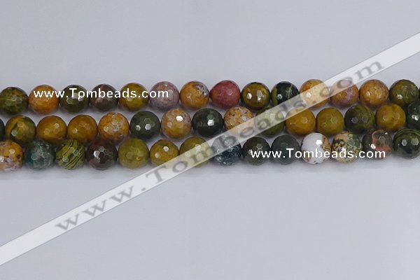 COS204 15.5 inches 12mm faceted round ocean jasper beads