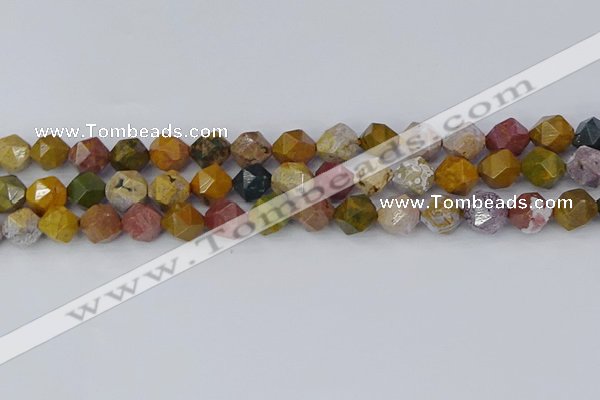 COS212 15.5 inches 10mm faceted nuggets ocean jasper beads