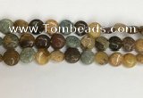 COS244 15.5 inches 12mm flat round ocean stone beads wholesale