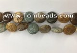 COS247 15.5 inches 18mm flat round ocean stone beads wholesale