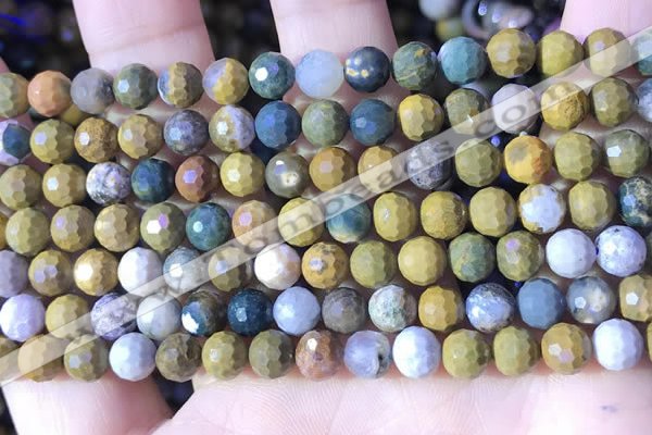 COS310 15.5 inches 6mm faceted round ocean jasper beads