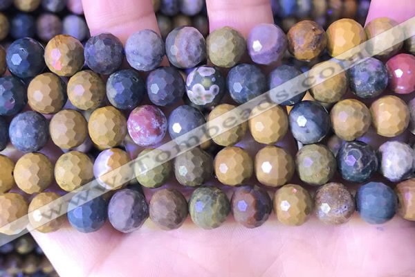 COS312 15.5 inches 9mm - 10mm faceted round ocean jasper beads