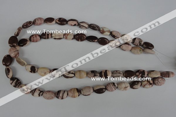 COV75 15.5 inches 10*14mm oval zebra jasper beads wholesale