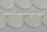 CPB106 15.5 inches 20*20mm heart white porcelain beads wholesale