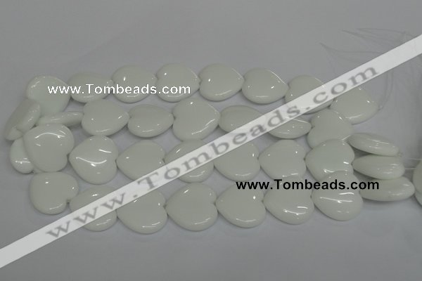 CPB107 15.5 inches 25*25mm heart white porcelain beads wholesale