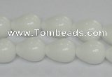 CPB22 15.5 inches 10*14mm teardrop white porcelain beads wholesale