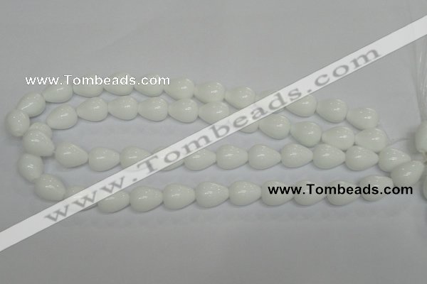 CPB22 15.5 inches 10*14mm teardrop white porcelain beads wholesale