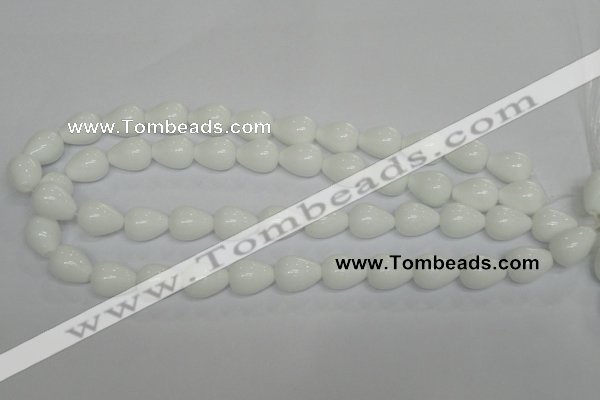 CPB23 15.5 inches 12*16mm teardrop white porcelain beads wholesale