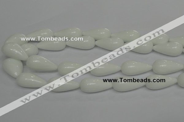 CPB27 15.5 inches 10*30mm teardrop white porcelain beads wholesale