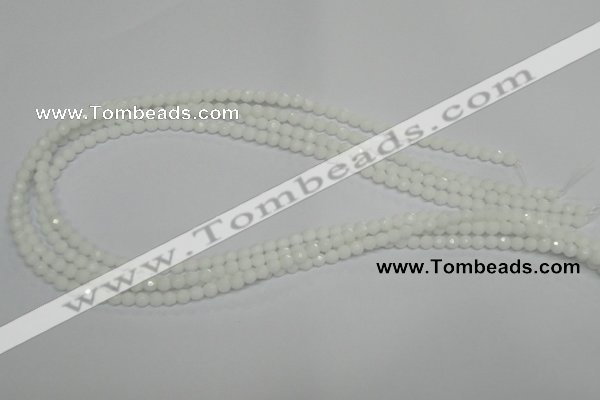 CPB31 15.5 inches 4mm faceted round white porcelain beads wholesale