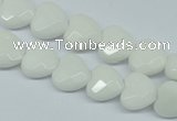 CPB310 15 inches 12*12mm faceted heart white porcelain beads