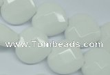 CPB312 15 inches 16*16mm faceted heart white porcelain beads