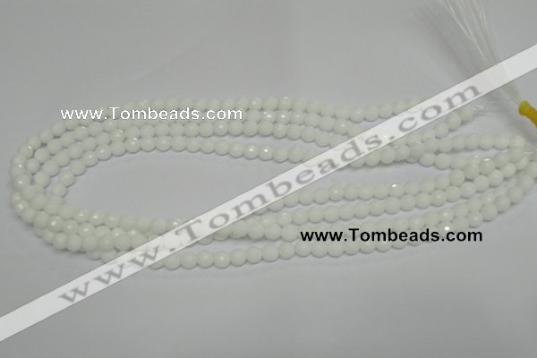 CPB32 15.5 inches 6mm faceted round white porcelain beads wholesale