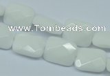 CPB328 15 inches 10*14mm faceted rectangle white porcelain beads