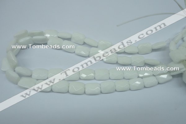 CPB328 15 inches 10*14mm faceted rectangle white porcelain beads