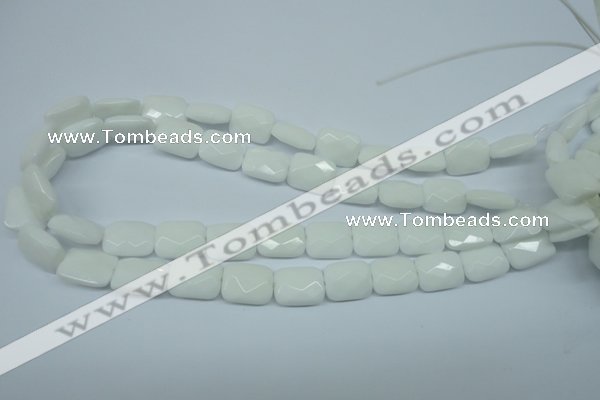 CPB329 15 inches 12*16mm faceted rectangle white porcelain beads