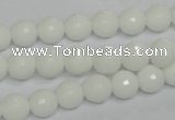 CPB33 15.5 inches 8mm faceted round white porcelain beads wholesale