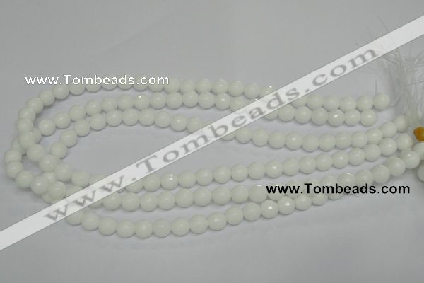 CPB33 15.5 inches 8mm faceted round white porcelain beads wholesale