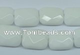 CPB330 15 inches 13*18mm faceted rectangle white porcelain beads