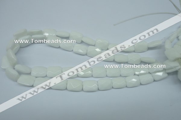 CPB330 15 inches 13*18mm faceted rectangle white porcelain beads