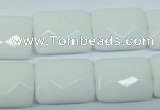 CPB331 15 inches 15*20mm faceted rectangle white porcelain beads