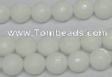 CPB34 15.5 inches 10mm faceted round white porcelain beads wholesale