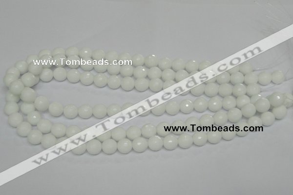 CPB34 15.5 inches 10mm faceted round white porcelain beads wholesale