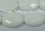 CPB340 15 inches 18*25mm faceted oval white porcelain beads