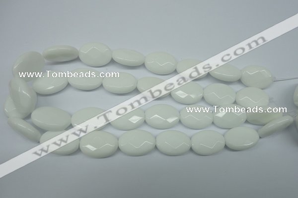 CPB340 15 inches 18*25mm faceted oval white porcelain beads