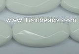 CPB341 15 inches 20*40mm faceted oval white porcelain beads