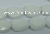 CPB346 15 inches 12*16mm faceted flat teardrop white porcelain beads