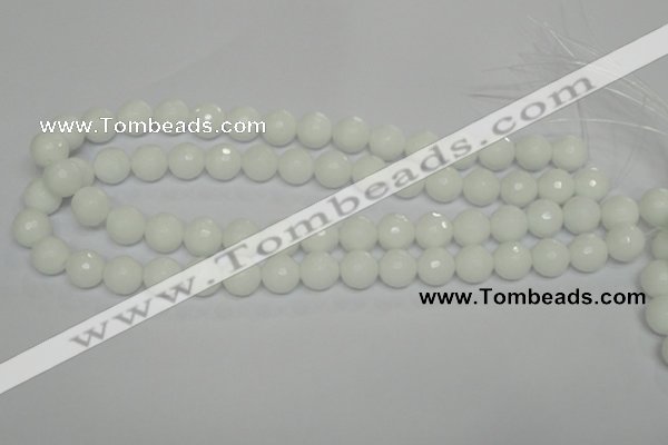 CPB35 15.5 inches 12mm faceted round white porcelain beads wholesale