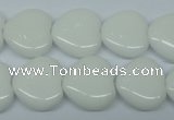 CPB350 15 inches 12*12mm heart white porcelain beads wholesale