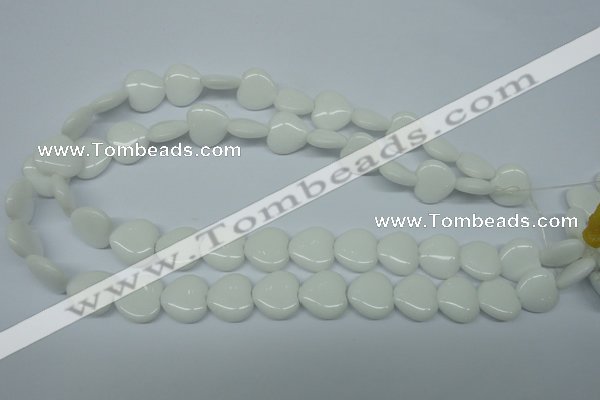 CPB351 15 inches 14*14mm heart white porcelain beads wholesale