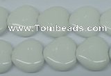 CPB352 15 inches 16*16mm heart white porcelain beads wholesale