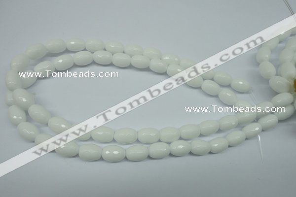 CPB355 15 inches 8*12mm faceted drum white porcelain beads wholesale