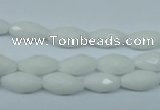 CPB357 15 inches 6*12mm faceted rice white porcelain beads wholesale