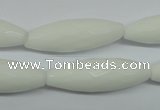 CPB359 15 inches 10*30mm faceted rice white porcelain beads wholesale