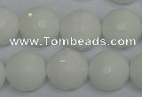 CPB37 15.5 inches 16mm faceted round white porcelain beads wholesale