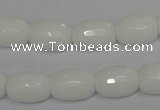 CPB41 15.5 inches 10*14mm faceted drum white porcelain beads