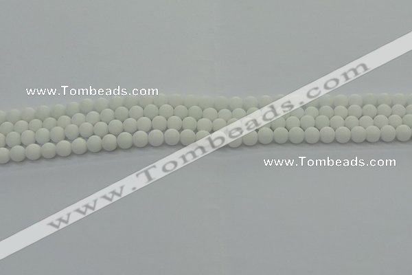 CPB410 15.5 inches 4mm round matte white porcelain beads