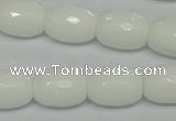 CPB42 15.5 inches 12*16mm faceted drum white porcelain beads