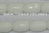 CPB43 15.5 inches 13*18mm faceted drum white porcelain beads